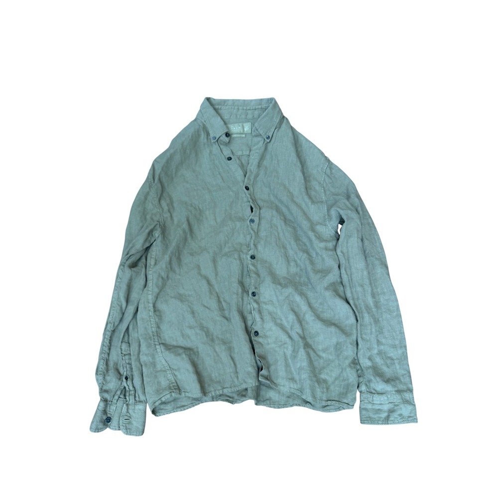 Abercrombie & Fitch The A&F Linen Collection Shirt Sage Green Button Down M